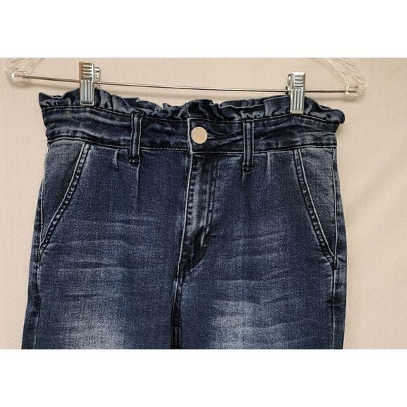 Ashley Mason Paper Bag High Rise Waist  Raw Hem Bootcut Denim Jeans  Size 7 - Picture 7 of 9